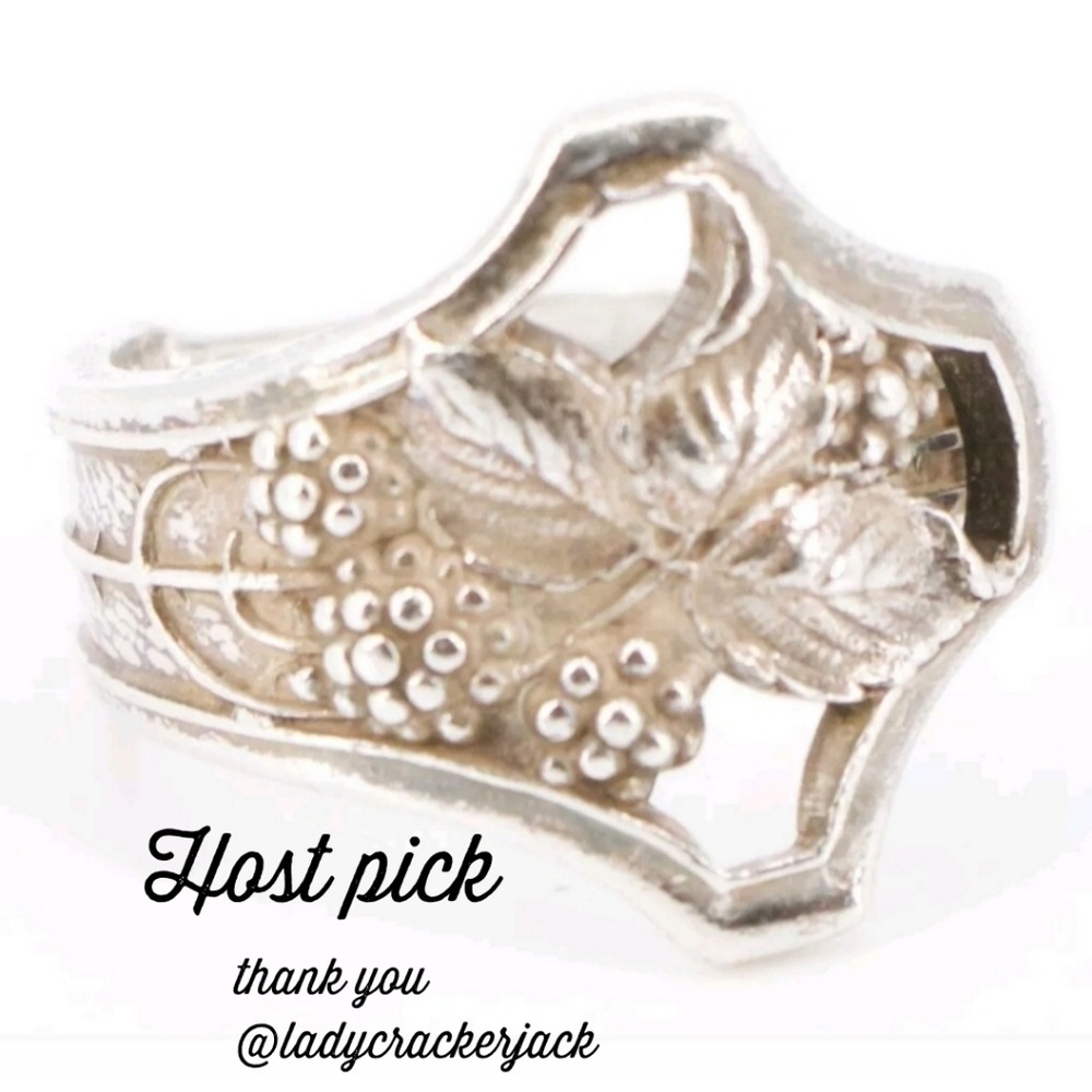 Vintage Sterling Grapevine Spoon Handle Ring 11. 5